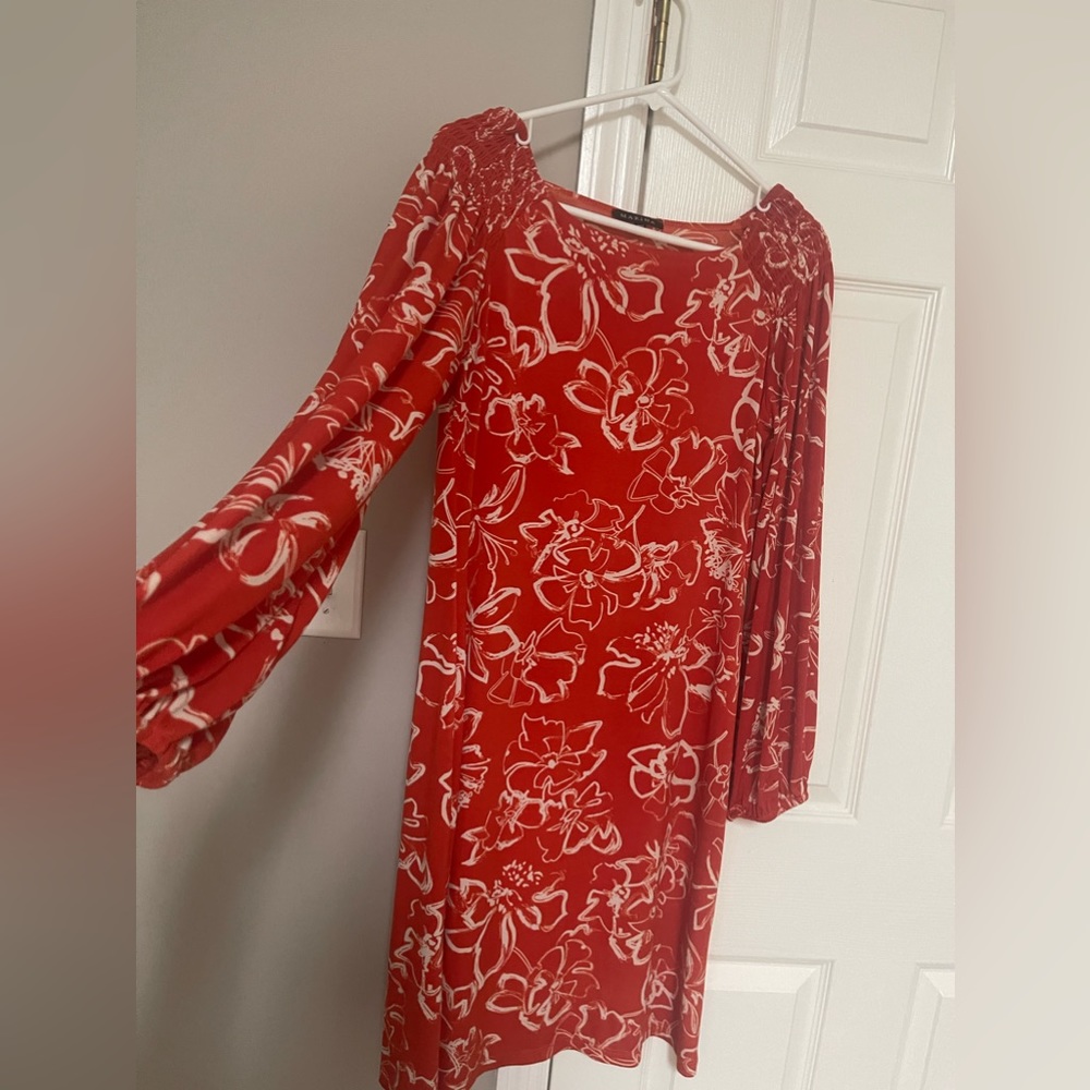 Rich Orange & White , long sleeved Size Medium Dress